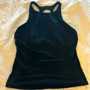 Athleta Swim Tankini top, high neck coverage, black, size 40D/DD, barely worn!